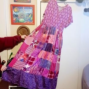 Plus Size Patchwork Valentine Love Rose Maxi Dress Handmade 3X